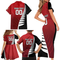 Custom British Lions New Zealand Family Matching Short Sleeve Bodycon Dress and Hawaiian Shirt Half Black Fern