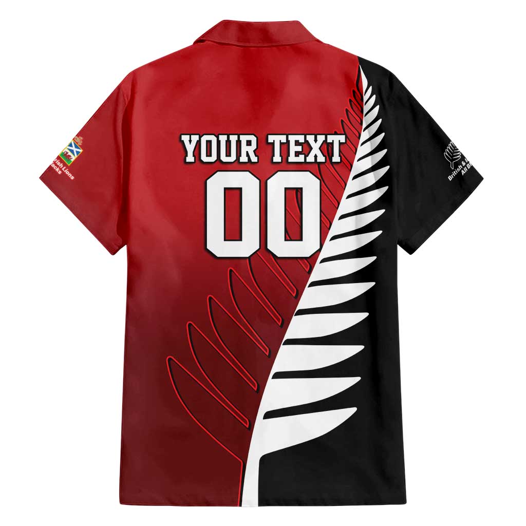 Custom British Lions New Zealand Family Matching Short Sleeve Bodycon Dress and Hawaiian Shirt Half Black Fern