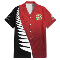 Custom British Lions New Zealand Family Matching Summer Maxi Dress and Hawaiian Shirt Half Black Fern LT9 Dad's Shirt - Short Sleeve Red - Polynesian Pride
