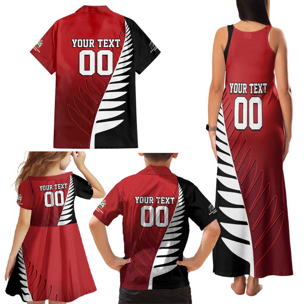 Custom British Lions New Zealand Family Matching Tank Maxi Dress and Hawaiian Shirt Half Black Fern LT9 - Polynesian Pride