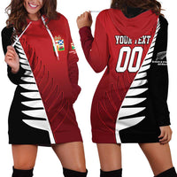 Custom British Lions New Zealand Hoodie Dress Half Black Fern LT9 - Polynesian Pride