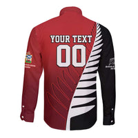 Custom British Lions New Zealand Long Sleeve Button Shirt Half Black Fern