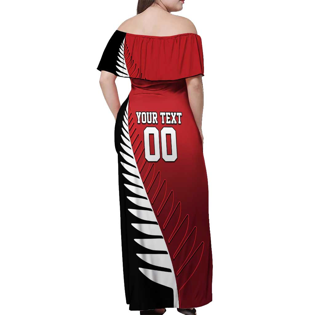 Custom British Lions New Zealand Off Shoulder Maxi Dress Half Black Fern