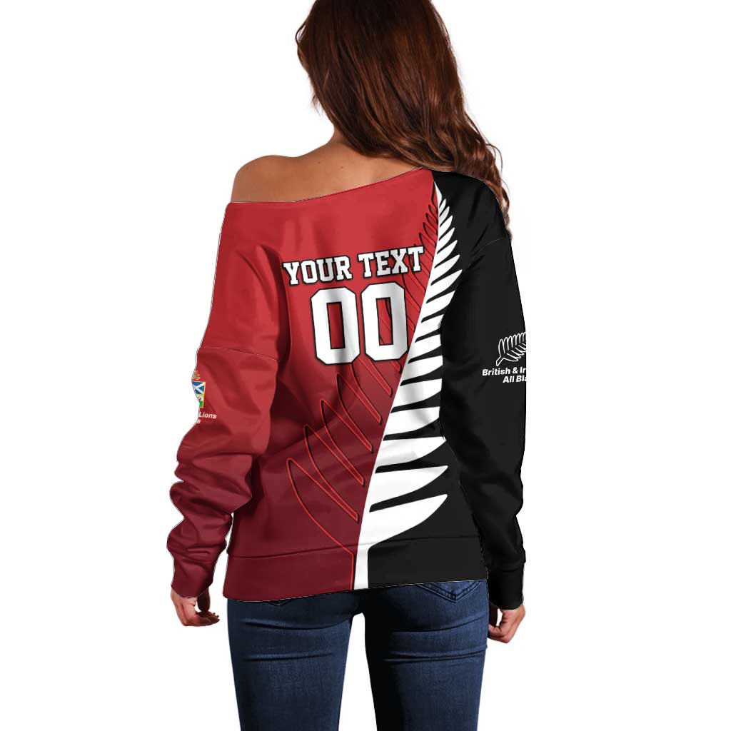 Custom British Lions New Zealand Off Shoulder Sweater Half Black Fern