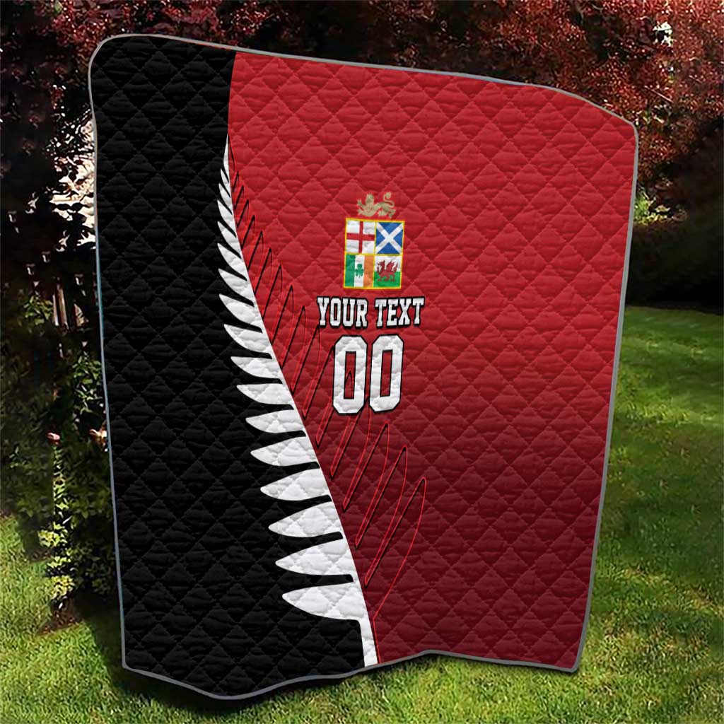 Custom British Lions New Zealand Quilt Half Black Fern