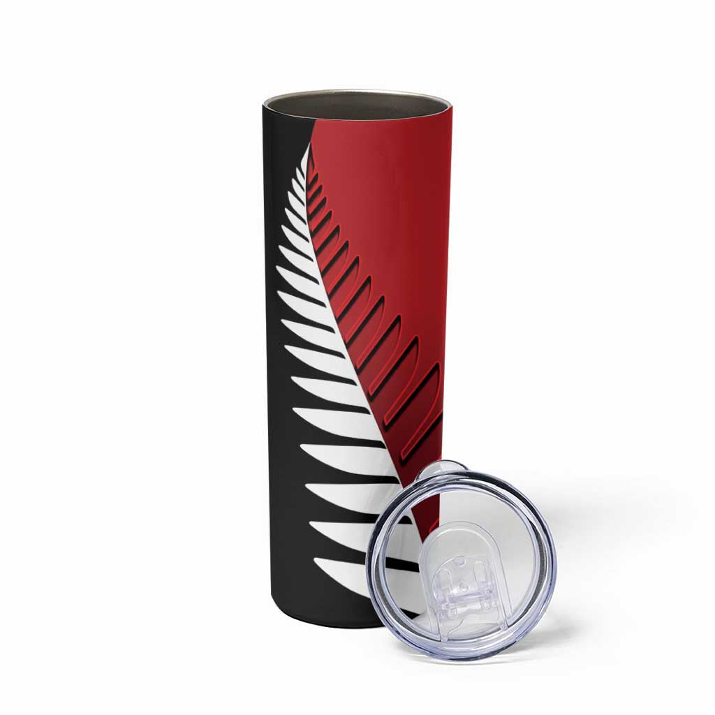 Custom British Lions New Zealand Skinny Tumbler Half Black Fern LT9 - Polynesian Pride