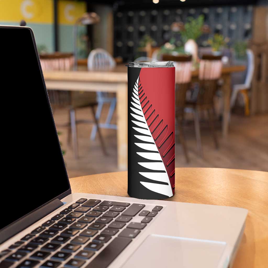 Custom British Lions New Zealand Skinny Tumbler Half Black Fern LT9 - Polynesian Pride