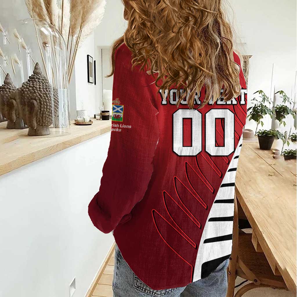 Custom British Lions New Zealand Women Casual Shirt Half Black Fern