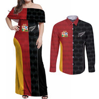 Custom British Lions New Zealand Couples Matching Off Shoulder Maxi Dress and Long Sleeve Button Shirt Sporty Style