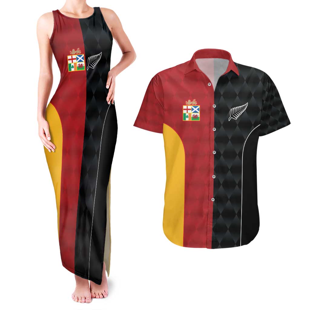 Custom British Lions New Zealand Couples Matching Tank Maxi Dress and Hawaiian Shirt Sporty Style