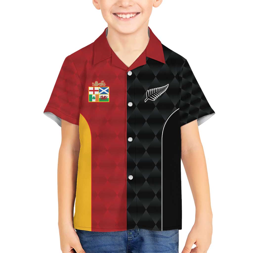 Custom British Lions New Zealand Family Matching Tank Maxi Dress and Hawaiian Shirt Sporty Style LT9 Son's Shirt Black - Polynesian Pride