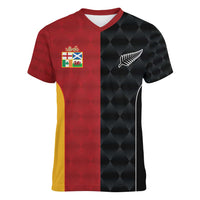 Custom British Lions New Zealand Women V-Neck T-Shirt Sporty Style LT9 Female Black - Polynesian Pride