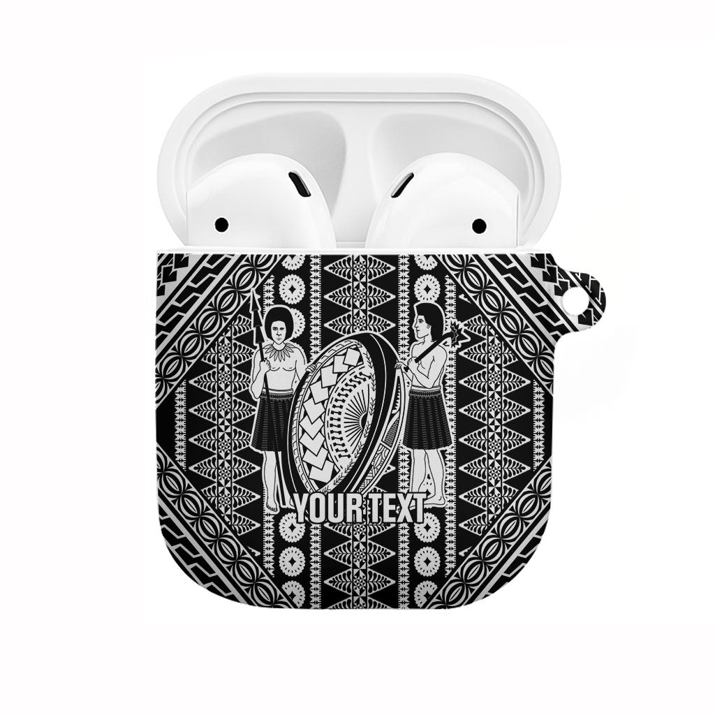Fiji Custom Rugby National Heritage AirPods Case Black Traditional Masi Inspired LT9 Black - Polynesian Pride