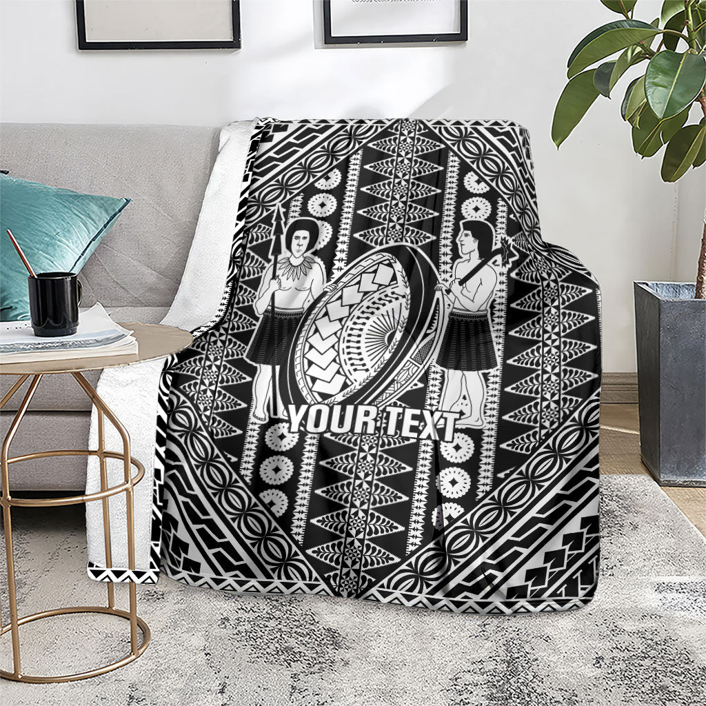 Fiji Custom Rugby National Heritage Blanket Black Traditional Masi Inspired