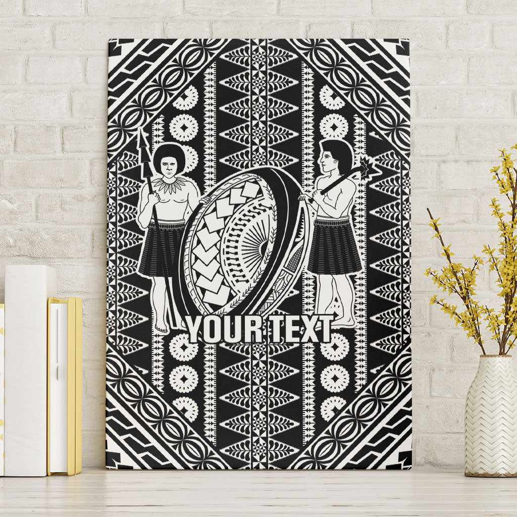 Fiji Custom Rugby National Heritage Canvas Wall Art Black Traditional Masi Inspired LT9 Without Frame Black - Polynesian Pride