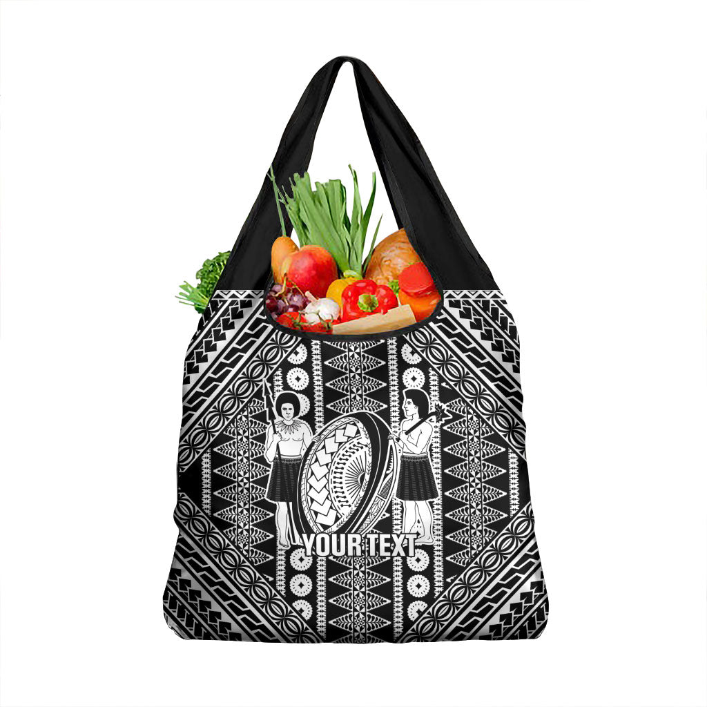 Fiji Custom Rugby National Heritage Grocery Bag Black Traditional Masi Inspired LT9 1-pack One Size Black - Polynesian Pride