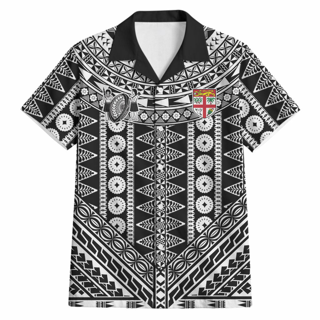 Fiji Custom Rugby National Heritage Hawaiian Shirt Black Traditional Masi Inspired LT9 Black - Polynesian Pride