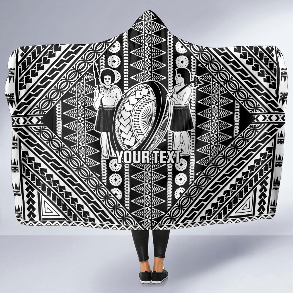 Fiji Custom Rugby National Heritage Hooded Blanket Black Traditional Masi Inspired LT9 One Size Black - Polynesian Pride