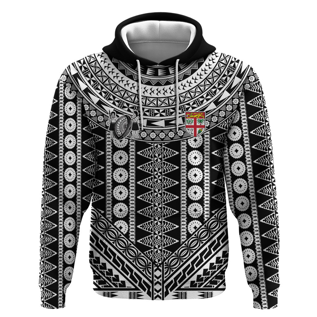 Fiji Custom Rugby National Heritage Hoodie Black Traditional Masi Inspired LT9 Pullover Hoodie Black - Polynesian Pride