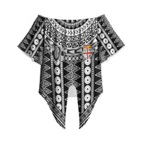 Fiji Custom Rugby National Heritage Off Shoulder Wrap Waist Top Black Traditional Masi Inspired LT9 Black - Polynesian Pride