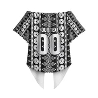 Fiji Custom Rugby National Heritage Off Shoulder Wrap Waist Top Black Traditional Masi Inspired LT9 - Polynesian Pride