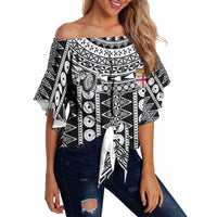 Fiji Custom Rugby National Heritage Off Shoulder Wrap Waist Top Black Traditional Masi Inspired LT9 - Polynesian Pride