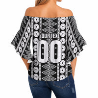 Fiji Custom Rugby National Heritage Off Shoulder Wrap Waist Top Black Traditional Masi Inspired LT9 - Polynesian Pride