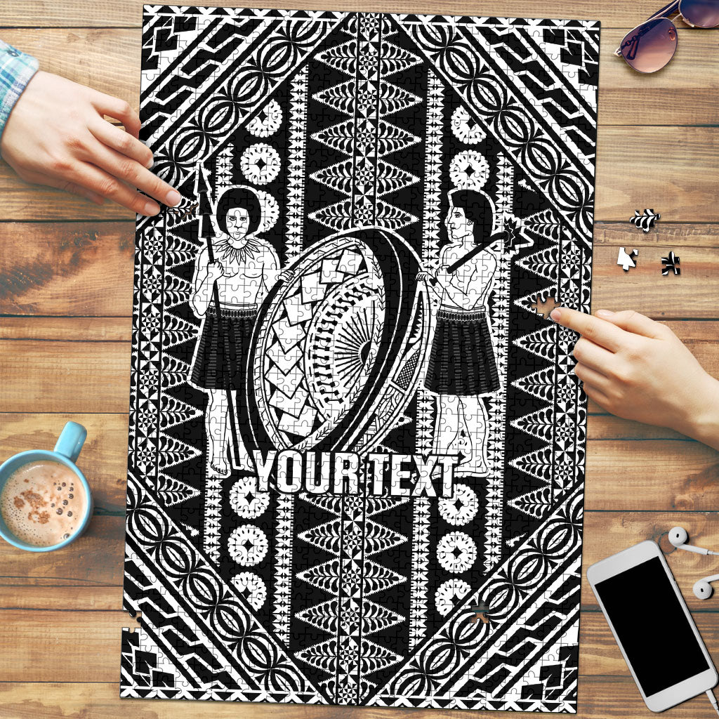 Fiji Custom Rugby National Heritage Puzzle Black Traditional Masi Inspired LT9 Black - Polynesian Pride