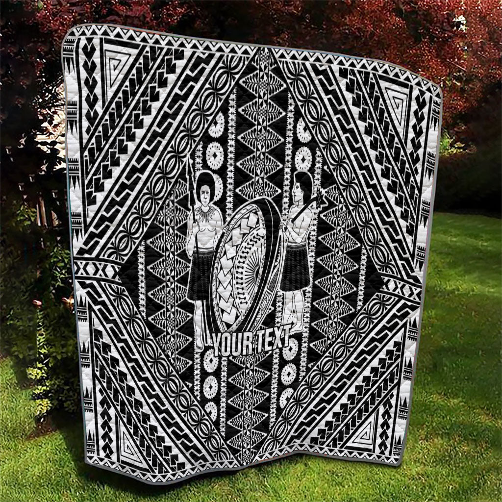 Fiji Custom Rugby National Heritage Quilt Black Traditional Masi Inspired