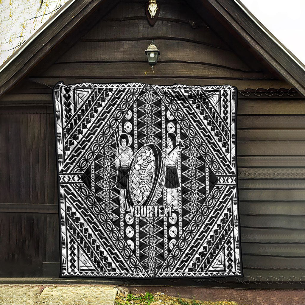 Fiji Custom Rugby National Heritage Quilt Black Traditional Masi Inspired