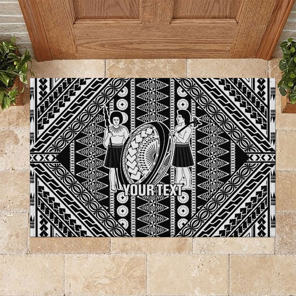 Fiji Custom Rugby National Heritage Rubber Doormat Black Traditional Masi Inspired LT9 Black - Polynesian Pride