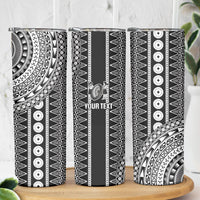 Fiji Custom Rugby National Heritage Skinny Tumbler Black Traditional Masi Inspired