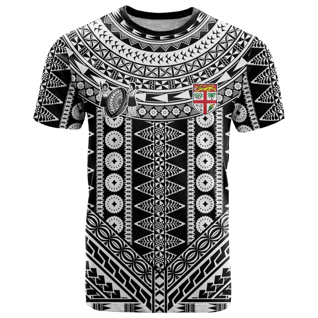 Fiji Custom Rugby National Heritage T Shirt Black Traditional Masi Inspired LT9 Black - Polynesian Pride