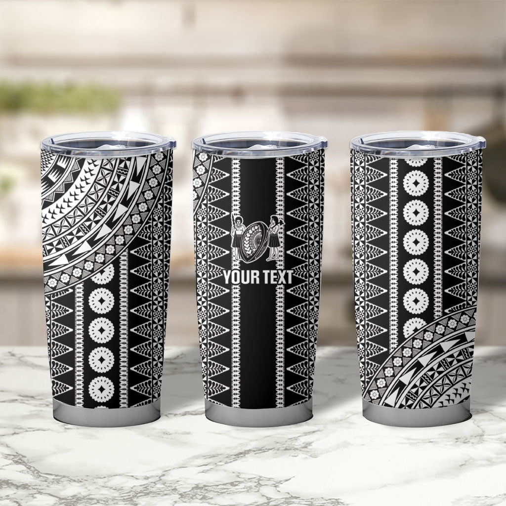 Fiji Custom Rugby National Heritage Tumbler Cup Black Traditional Masi Inspired