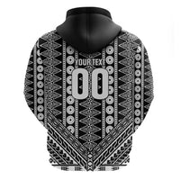Fiji Custom Rugby National Heritage Zip Hoodie Black Traditional Masi Inspired