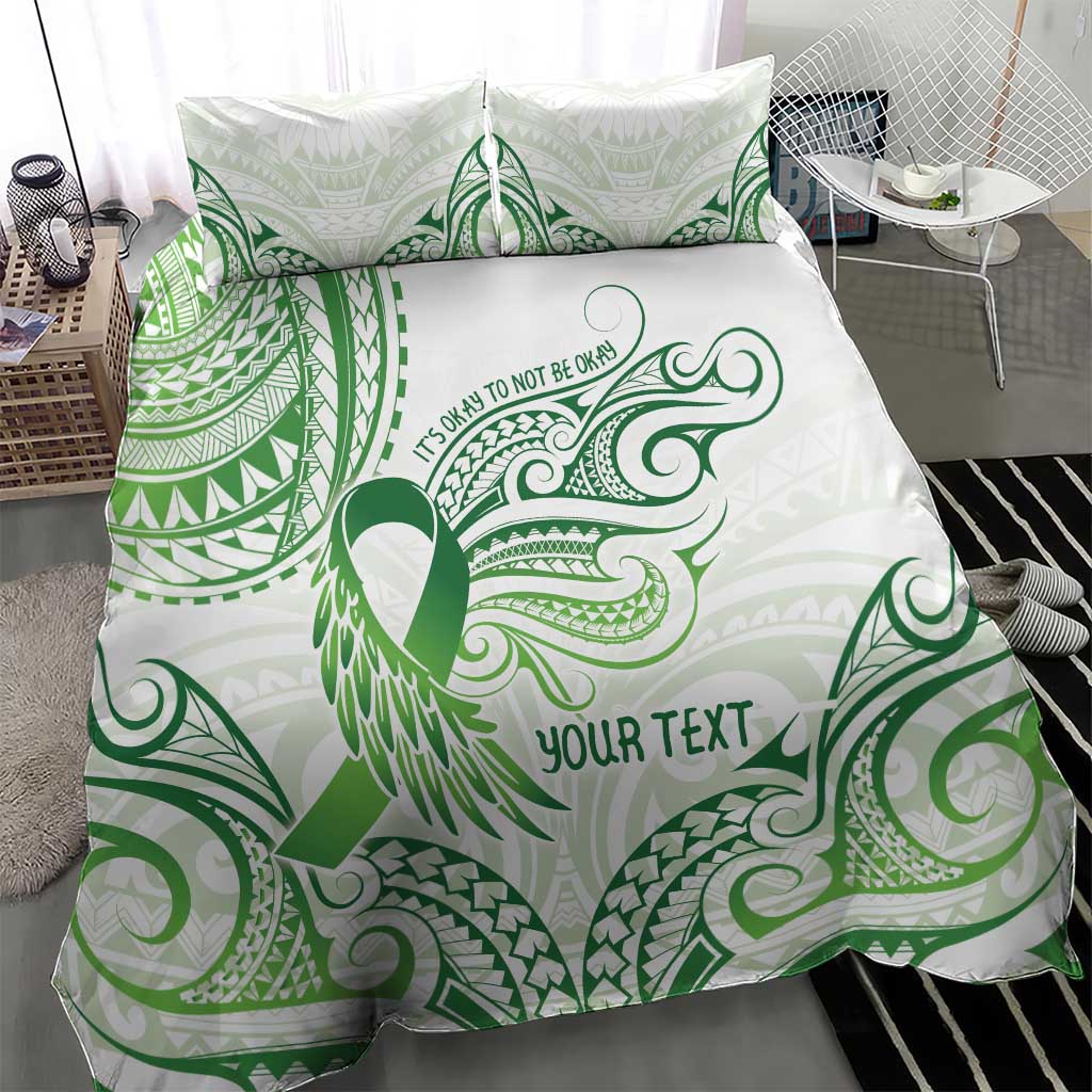 Its Okay Green Ribbon Personalised Bedding Set Polynesian Depression Awareness