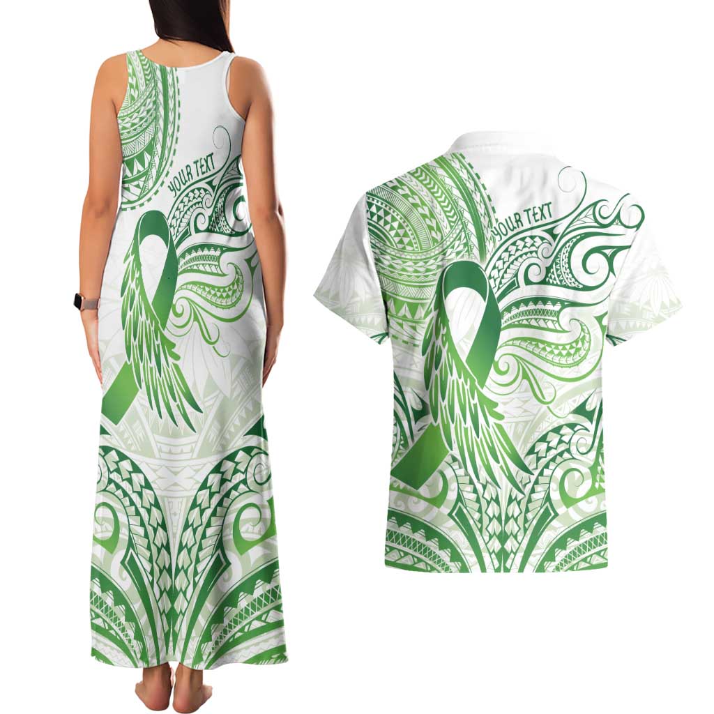 Its Okay Green Ribbon Personalised Couples Matching Tank Maxi Dress and Hawaiian Shirt Polynesian Depression Awareness LT9 - Polynesian Pride