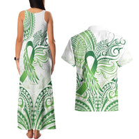 Its Okay Green Ribbon Personalised Couples Matching Tank Maxi Dress and Hawaiian Shirt Polynesian Depression Awareness LT9 - Polynesian Pride
