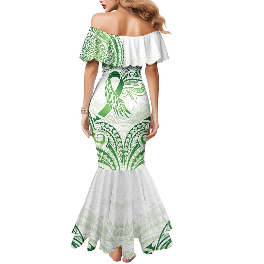 Its Okay Green Ribbon Personalised Family Matching Mermaid Dress and Hawaiian Shirt Polynesian Depression Awareness LT9 - Polynesian Pride