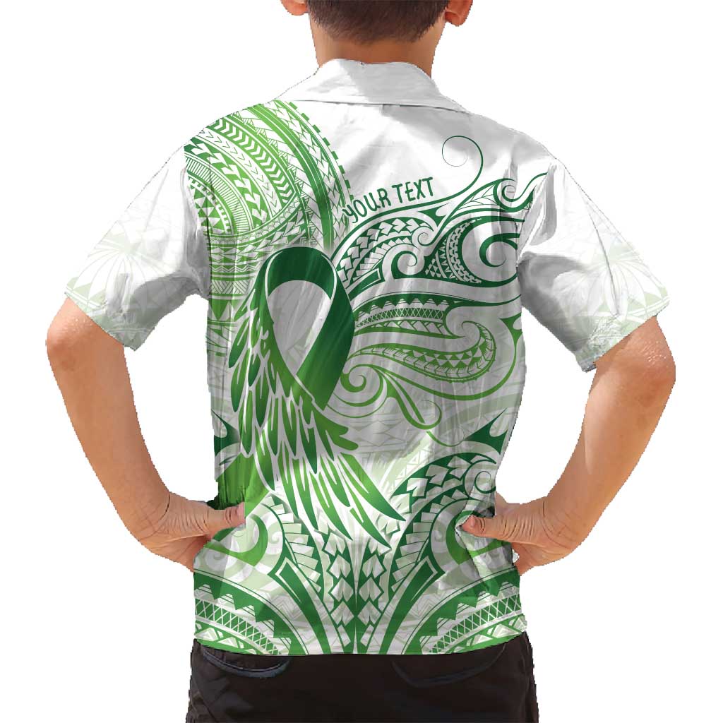 Its Okay Green Ribbon Personalised Family Matching Off Shoulder Maxi Dress and Hawaiian Shirt Polynesian Depression Awareness LT9 - Polynesian Pride
