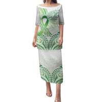 Its Okay Green Ribbon Personalised Family Matching Puletasi and Hawaiian Shirt Polynesian Depression Awareness LT9 Mom's Dress Green - Polynesian Pride