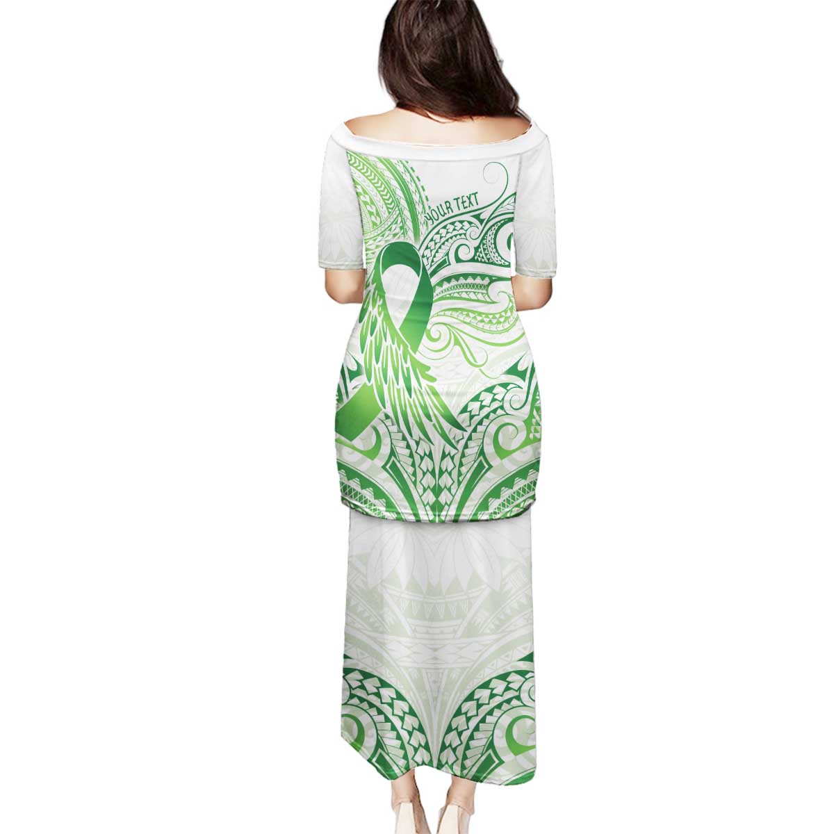 Its Okay Green Ribbon Personalised Family Matching Puletasi and Hawaiian Shirt Polynesian Depression Awareness LT9 - Polynesian Pride