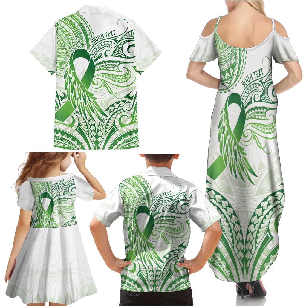 Its Okay Green Ribbon Personalised Family Matching Summer Maxi Dress and Hawaiian Shirt Polynesian Depression Awareness LT9 - Polynesian Pride
