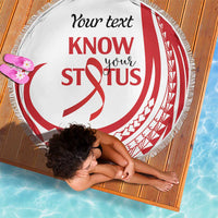 Know Your Status Red Ribbon Personalised Beach Blanket Polynesian AIDS Awareness