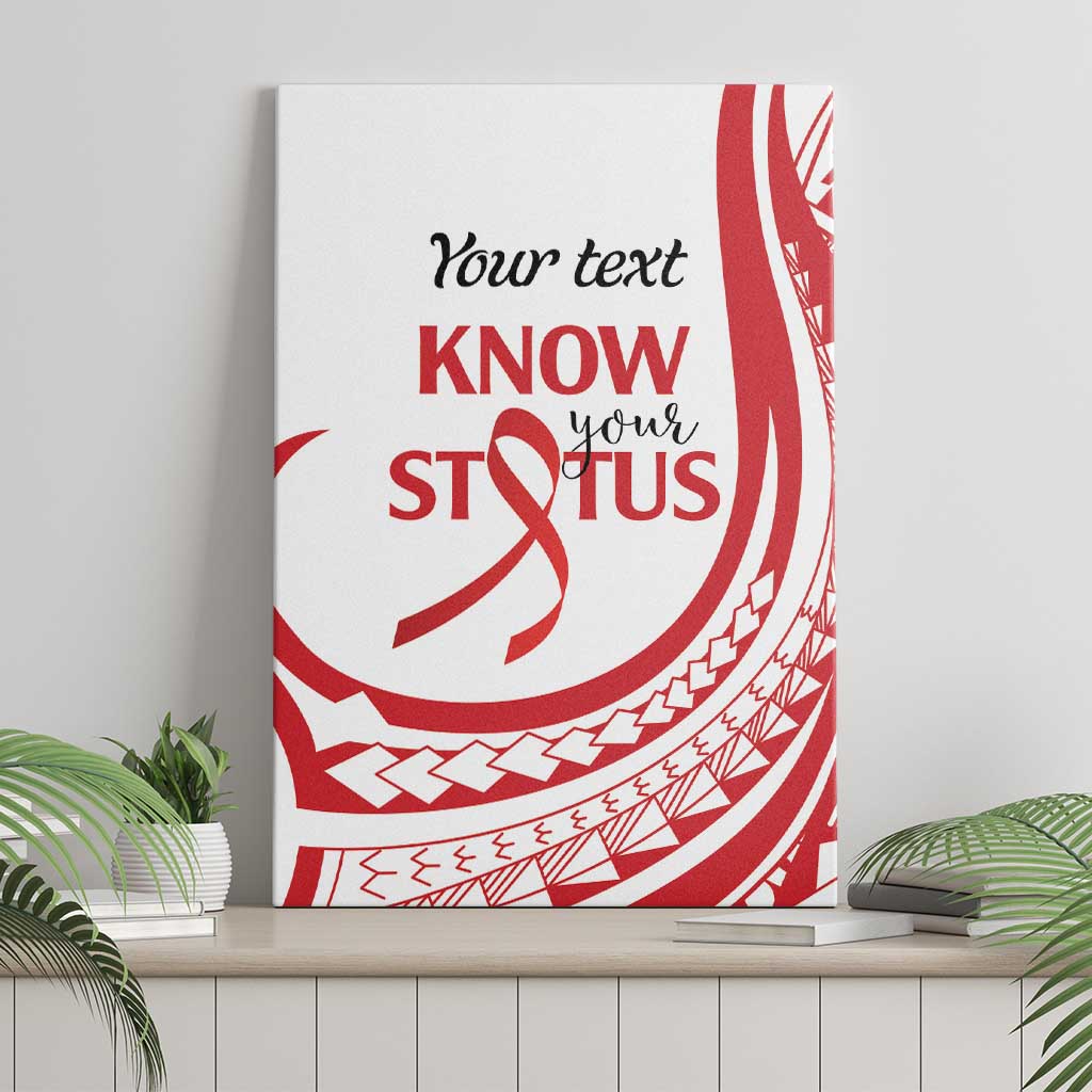 Know Your Status Red Ribbon Personalised Canvas Wall Art Polynesian AIDS Awareness