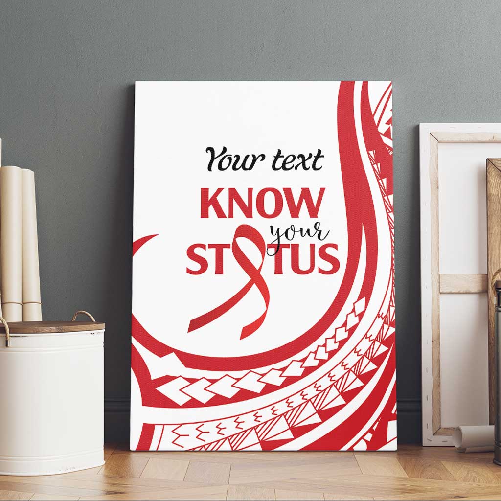 Know Your Status Red Ribbon Personalised Canvas Wall Art Polynesian AIDS Awareness