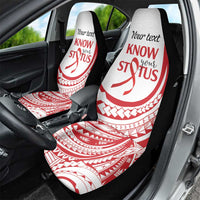 Know Your Status Red Ribbon Personalised Car Seat Cover Polynesian AIDS Awareness
