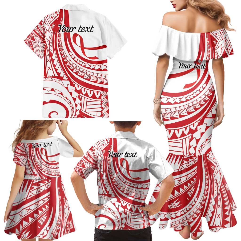 Know Your Status Red Ribbon Personalised Family Matching Mermaid Dress and Hawaiian Shirt Polynesian AIDS Awareness LT9 - Polynesian Pride