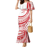 Know Your Status Red Ribbon Personalised Family Matching Mermaid Dress and Hawaiian Shirt Polynesian AIDS Awareness LT9 Mom's Dress Red - Polynesian Pride