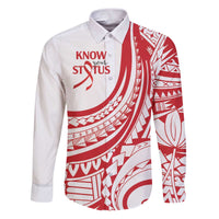 Know Your Status Red Ribbon Personalised Family Matching Puletasi and Hawaiian Shirt Polynesian AIDS Awareness